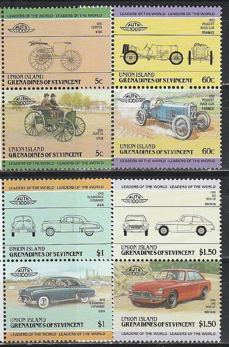 Гренадины и Сент-Винсент (Юнион) 1985, Автомобили, 4 пары марок